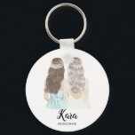Illustration werden Sie meine Brautjungfrau sein Schlüsselanhänger<br><div class="desc">Werden Sie mein Bridesmaid Vorschlag Keyring Einfache und klassische Keyring mit einer Braut & Brautjungfrau. Passen Sie den Namen und die Rolle Ihrer Vorliebe an.</div>