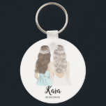 Illustration werden Sie meine Brautjungfrau sein Schlüsselanhänger<br><div class="desc">Werden Sie mein Bridesmaid Vorschlag Keyring Einfache und klassische Keyring mit einer Braut & Brautjungfrau. Passen Sie den Namen und die Rolle Ihrer Vorliebe an.</div>