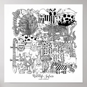 Illustration Wildlife Safari Poster