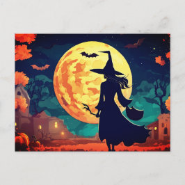 Illustration Young Witch Carte postale Halloween