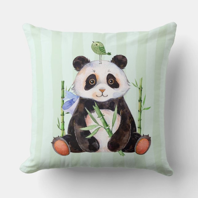 Illustration zu niedlichen Wasserfarben von Panda  Kissen (Vorderseite)