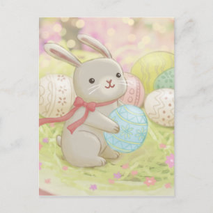 Illustration zu Osterhasen- und Ostereiern Postkarte