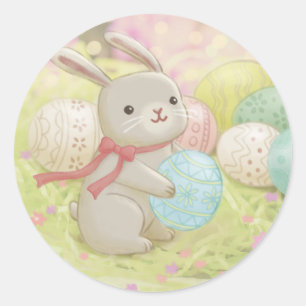 Illustration zu Osterhasen- und Ostereiern Runder Aufkleber