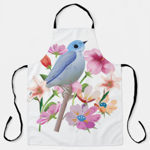 Illustration zu Vögeln und Frühlingsblumen Schürze