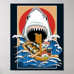 Illustration zum Angriff von Sushi-Haien Poster