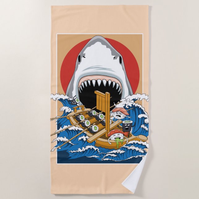 Illustration zum Angriff von Sushi-Haien Strandtuch (Vorderseite)