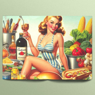 Illustration zum Button Vintager Lebensmittel Seidenpapier