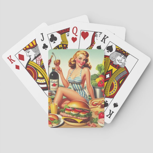 Illustration zum Button Vintager Lebensmittel Spielkarten (Rückseite)