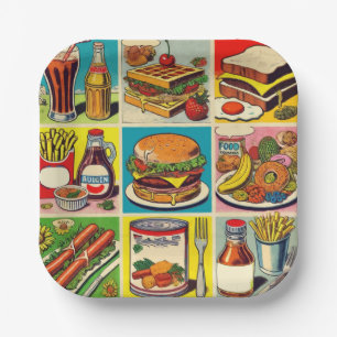 Illustration zum Comic Vintager Lebensmittel Pappteller