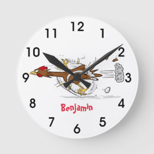 Illustration zum coolen Cartoon von Hähnchen Runde Wanduhr