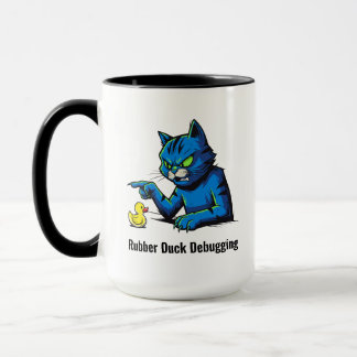 Illustration zum Debuggen von Funny Cat Rubber Duc Tasse
