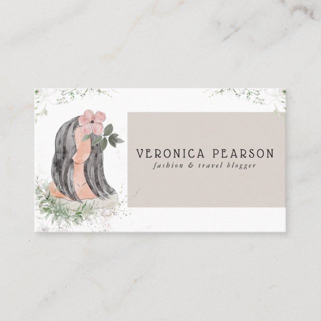 Illustration zum Design der Aquarellhaare Visitenkarte (Vorderseite)