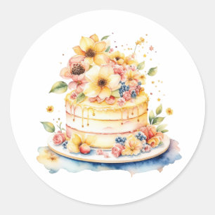 Illustration zum Geburtstag oder Hochzeitstorch Runder Aufkleber