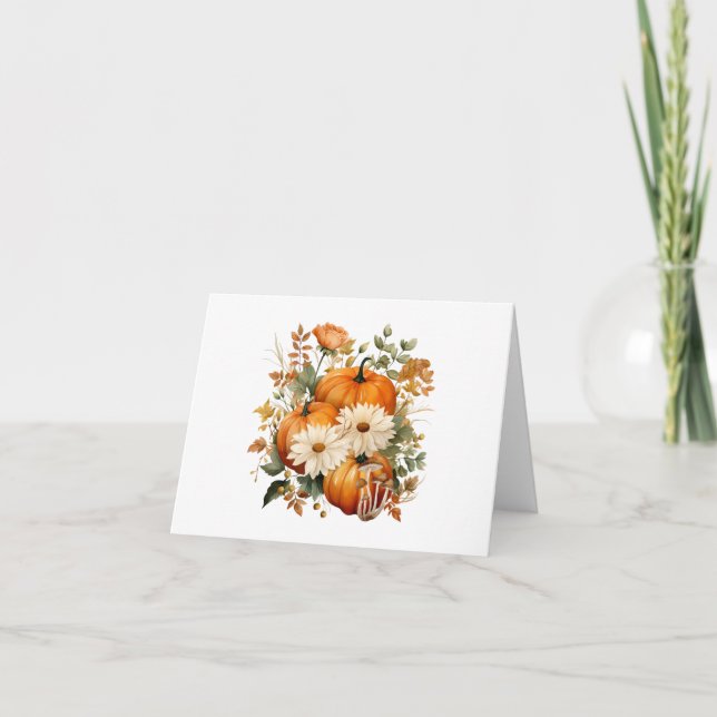Illustration zum Herbst Kürbis und zur Blume Karte (Vorderseite)