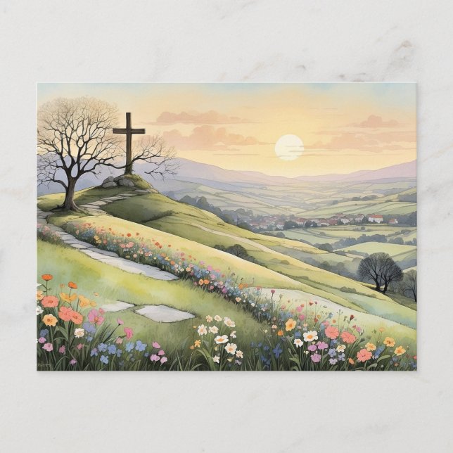 Illustration zum Ostersonnenaufgang Postkarte (Vorderseite)