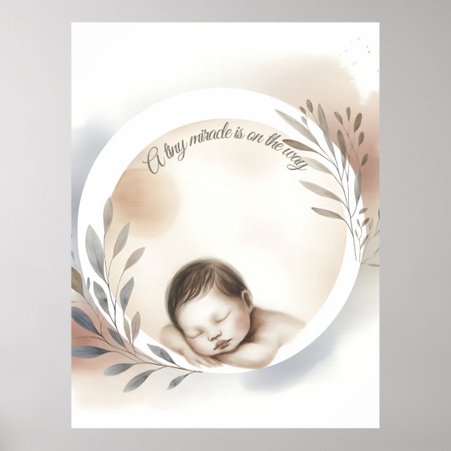 Illustration zum Schlafen von Babywaterfarbe Poster (Vorne)