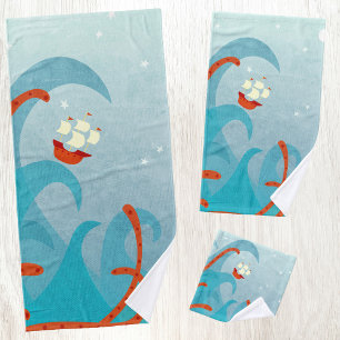 Illustration zum Segelboot Badhandtuch Set