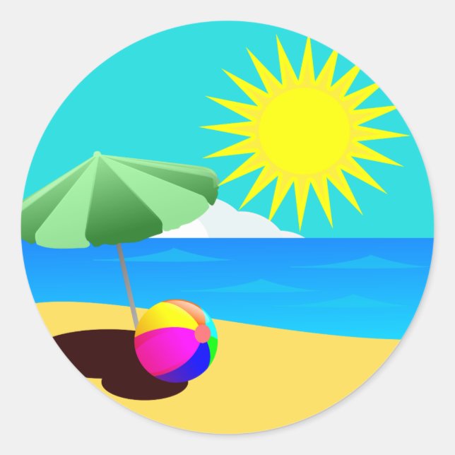 Illustration zum Strandurlaub Runder Aufkleber (Vorderseite)