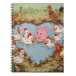 Illustration zum Thema Schweinefleisch und Enten Notizblock