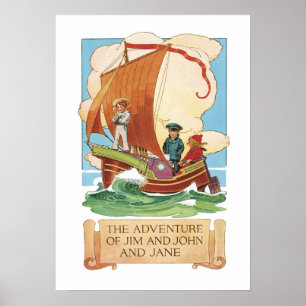 Illustration zum Vintagen Kinderboot Poster
