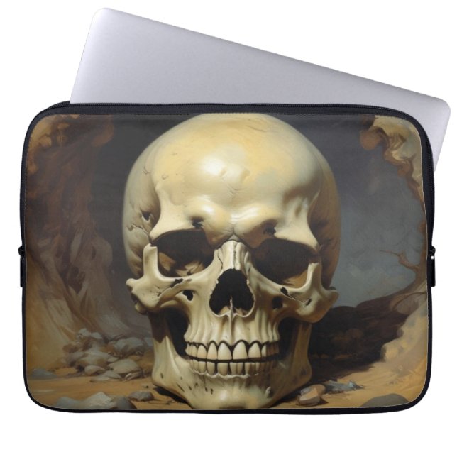 Illustration zum Zeichnen von Ölgemälden auf Skull Laptopschutzhülle (Vorderseite)