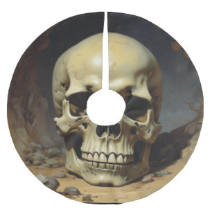 Illustration zum Zeichnen von Ölgemälden auf Skull Polyester Weihnachtsbaumdecke