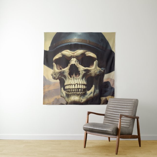 Illustration zum Zeichnen von Ölgemälden auf Skull Wandteppich (Beispiel)