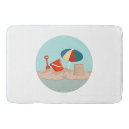 Illustration zum Zirkel-Strand mit Eimer und Spade Badematte