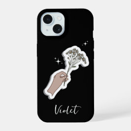 Illustration zur ästhetischen Blume "für Sie" iPhone 15 Hülle