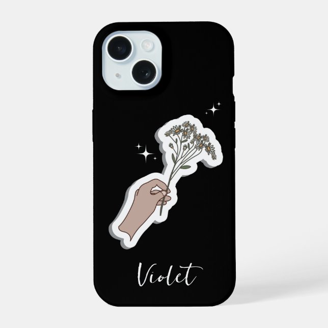 Illustration zur ästhetischen Blume "für Sie" iPhone 15 Hülle (Rückseite)