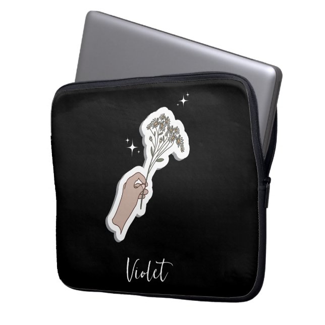 Illustration zur ästhetischen Blume "für Sie" Laptopschutzhülle (Vorderseite Links)
