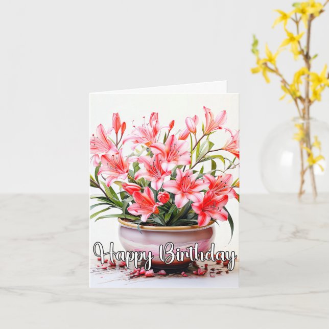 Illustration zur blühenden Lily-Blume Karte (Gelbe Blume)