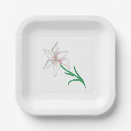 Illustration zur Blume der weißen Lilie Pappteller