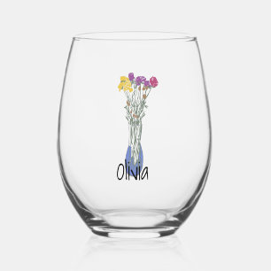Illustration zur hübschen Blume Weinglas Ohne Stiel