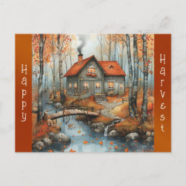 Illustration zur Hütte im Herbst Feiertagspostkarte
