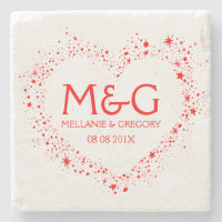 Illustration zur Kontur mit Monogramm Rotes Herz