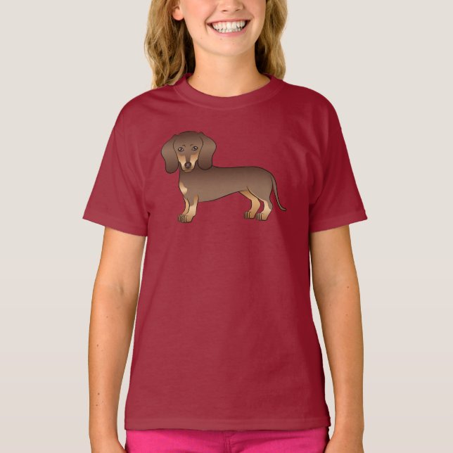 Illustration zur Kurzen Dackel Braunfisch und Tan T-Shirt (Vorderseite)