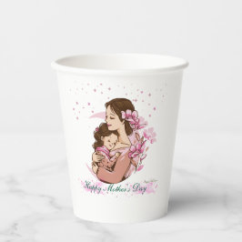 Illustration zur Mutter und Tochter-Liebe: Papierb Pappbecher