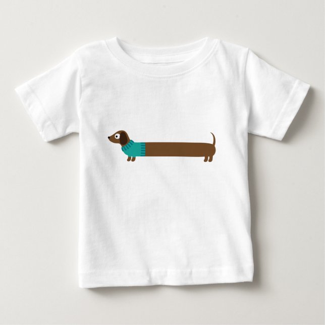 Illustration zur niedlichen langen Dackel Baby T-shirt (Vorderseite)