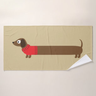 Illustration zur niedlichen langen Dackel Badehandtuch