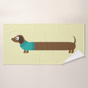 Illustration zur niedlichen langen Dackel Badehandtuch