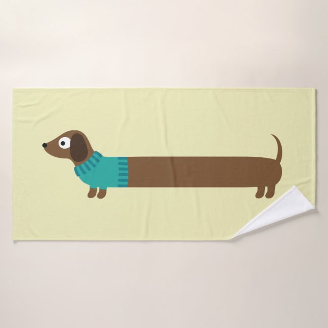 Illustration zur niedlichen langen Dackel Badehandtuch (Badehandtuch)
