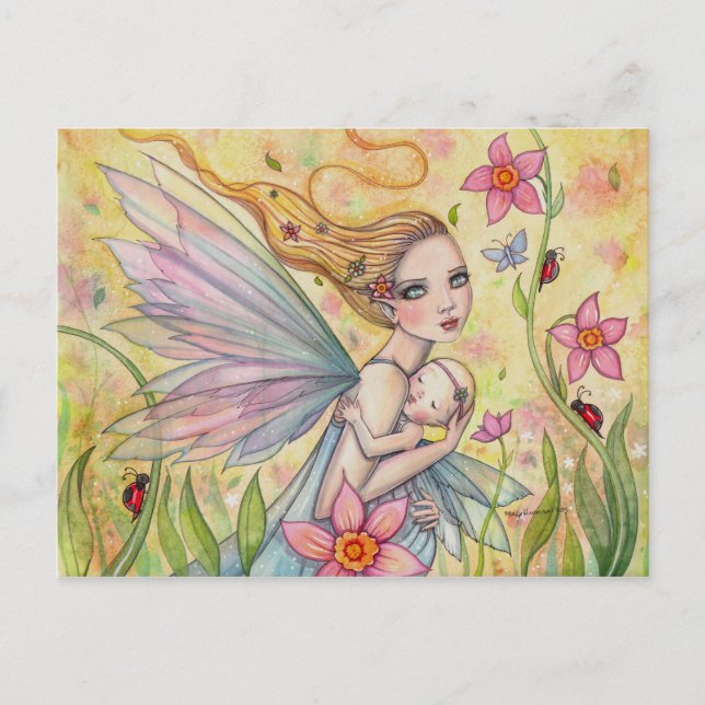 Illustration zur niedlichen Mutter und Baby Fairy  Postkarte (Vorderseite)