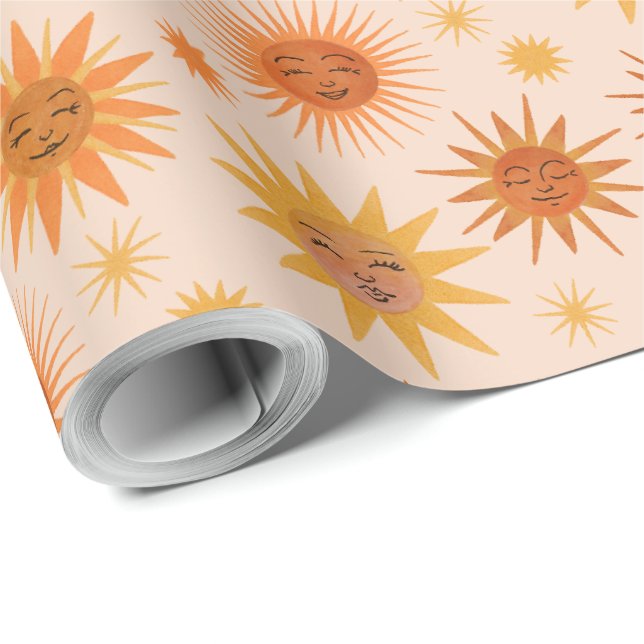 Illustration zur Sonnenfront Orange Wasserfarbe Geschenkpapier (Rolleneckpunkt)
