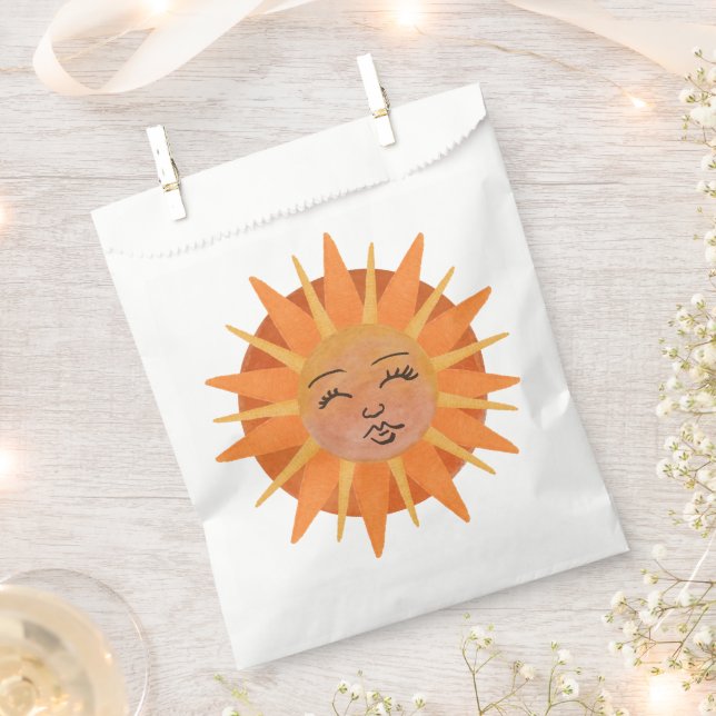 Illustration zur Sonnenfront Orange Wasserfarbe Geschenktütchen (Ausgeschnitten)