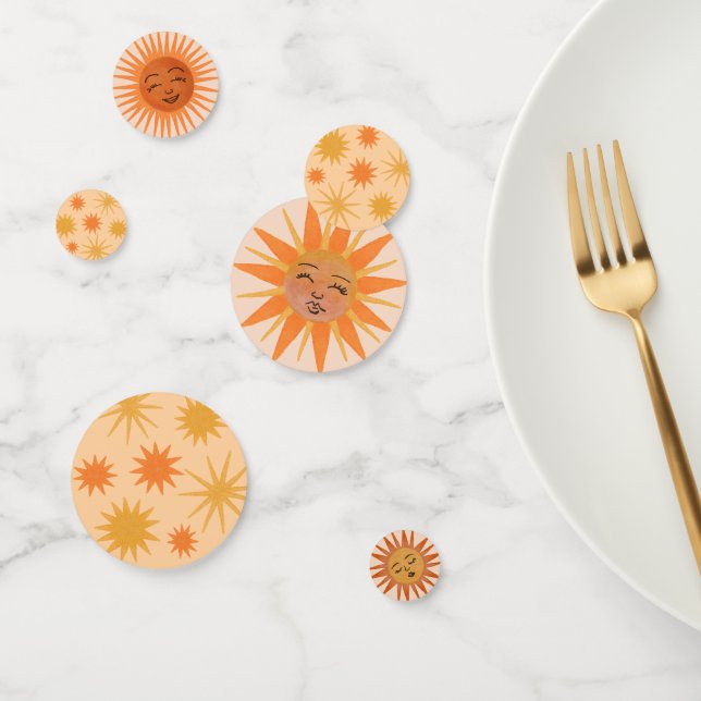 Illustration zur Sonnenfront Orange Wasserfarbe Konfetti (Gruppe)