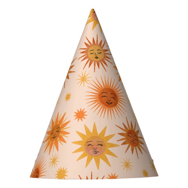 Illustration zur Sonnenfront Orange Wasserfarbe Partyhütchen (Vorderseite)