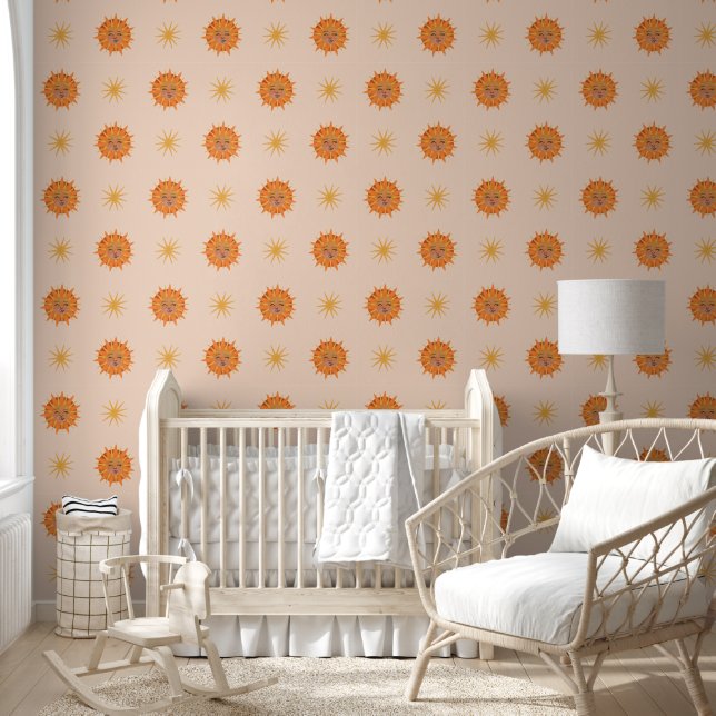 Illustration zur Sonnenfront Orange Wasserfarbe Tapete (Kinder)