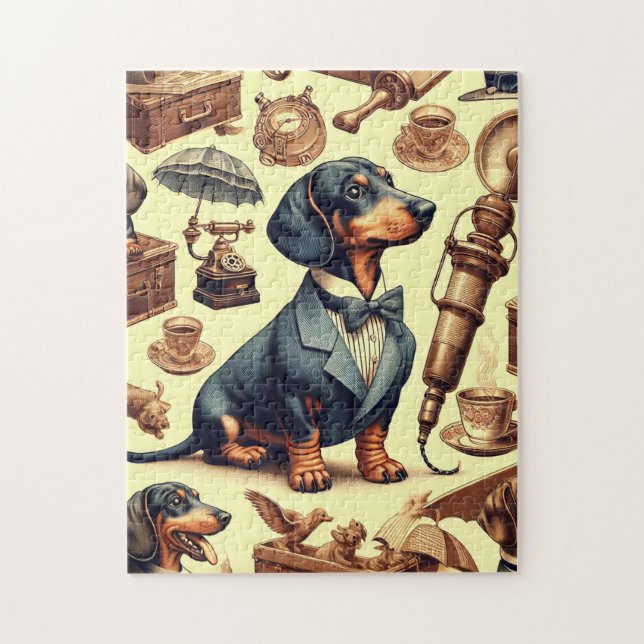 Illustration zur Vintagen Dackel (Vertikal)