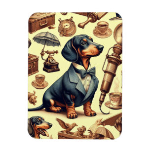 Illustration zur Vintagen Dackel Magnet